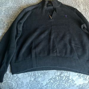 Polo Ralph Lauren Men’s Mesh-Knit Cotton Quarter Zip Sweater Black XL